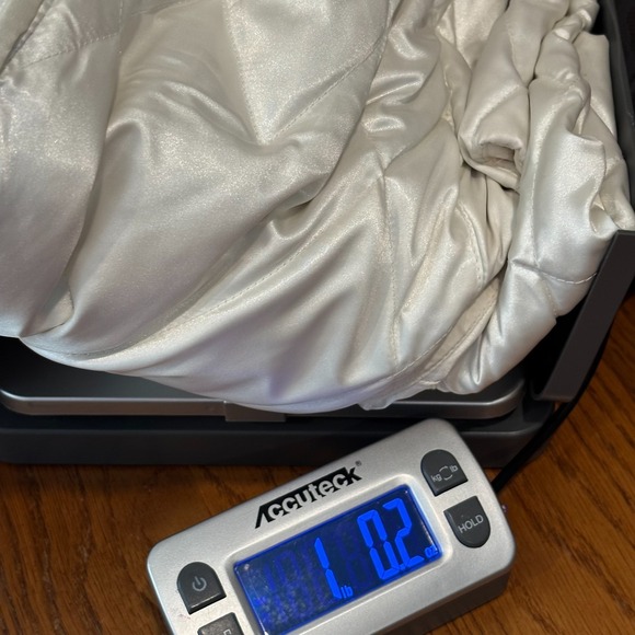 Lands End Jacket Vest Large Goose Down Quilted White Zip Satin Sleeveless 18627x - Picture 7 of 7